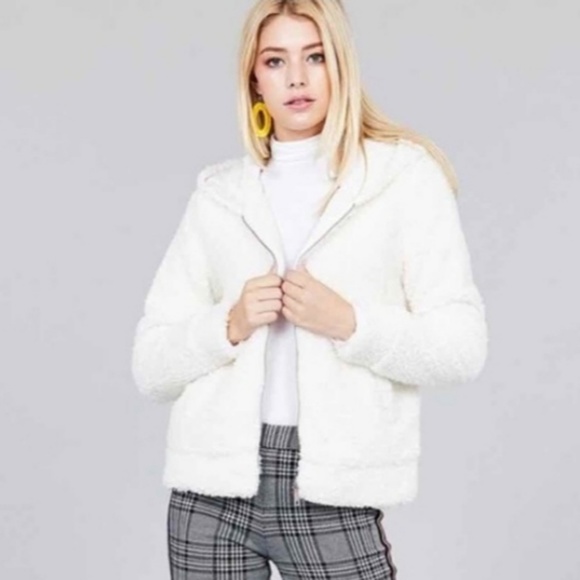 Faux-fur Zip-up hooded Jacket - Picture 2 of 5